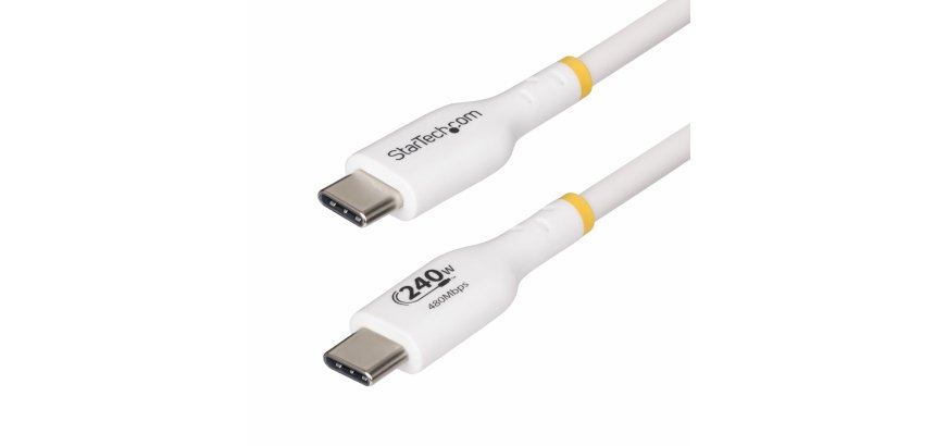 StarTech.com Câble de Charge USB-C de 2m, Charge et Synchronisation, 240W (5A) PD EPR, Câble de Charge USB 2.0 pour Ordinateur Portable, Certifié USB-IF , Gaine TPE - Cordon de Charge USB C Blanc