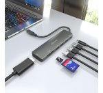 AISENS USB-C Dock 7 en 1, USB-C A, 1x HDMI, 3x USB-A, 1x USB-C PD 100W, 1x SD, 1x MicroSD, Gris, 15cm