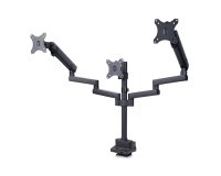 StarTech.com Soporte de Escritorio para 3 Monitores VESA 75x75/100x100 de 27 Pulgadas - Grommet o Abrazadera en C - Ajuste sin Herramientas - Brazo Asistido por Resorte