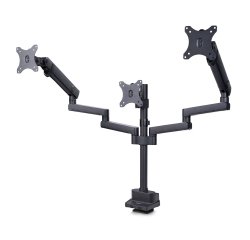 StarTech.com Support de Bureau pour 3 Écrans 27", VESA 75x75/100x100, Bras Articulé Réglable sans Outils, Pince en C/Passe-Fil, Support d'Écrans 27 pouces, Bras pour Moniteur Assisté par Ressort