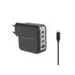 Conceptronic 4-Port 100W GaN USB PD Charger with USB-C Charging Cable, USB-C x 3, USB-A x 1, QC 3.0, PPS