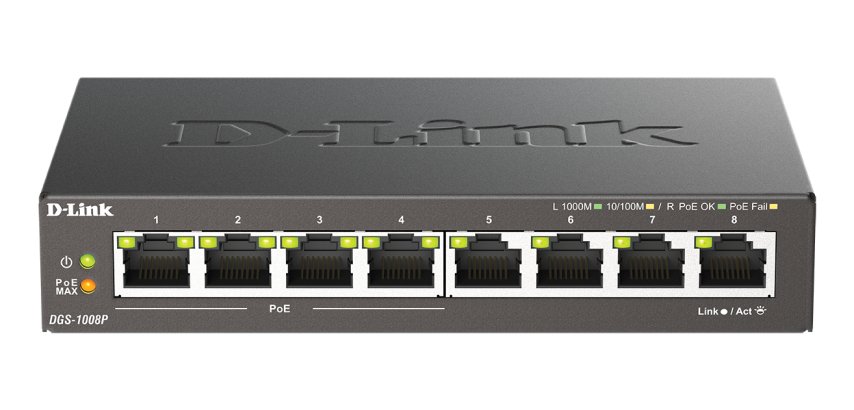 D-Link DGS-1008P/E switch No administrado L2 Gigabit Ethernet (10/100/1000) Energía sobre Ethernet (PoE) Escritorio Negro