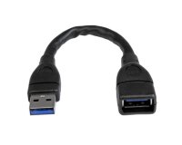 StarTech.com Câble d'Extension USB 3.0 (5Gbps) Court de 15,2cm (USB-A Mâle vers USB-A Femelle) - Câble Économiseur de Port USB 3.1 Gen 1 - Noir