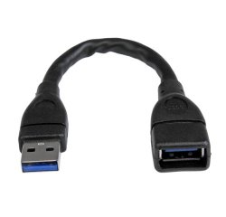 Cable de 15cm Extensor USB 3.0 - Alargador USB 3.0 SuperSpeed Negro