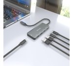 AISENS Hub USB 3.1 USB-C, USB-C/M-1xUSB-C PD 100W+1xUSB-C USB3.0/H+1xUSB-C USB2.0/H+2xUSB-A USB2.0/H, Gris, 15cm