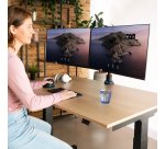 R-Go Tools Bras d'écran R-Go Caparo, pour deux écrans, réglable par vérin à gaz, capacité de charge 3-9 kg, 100% circulaire, noir