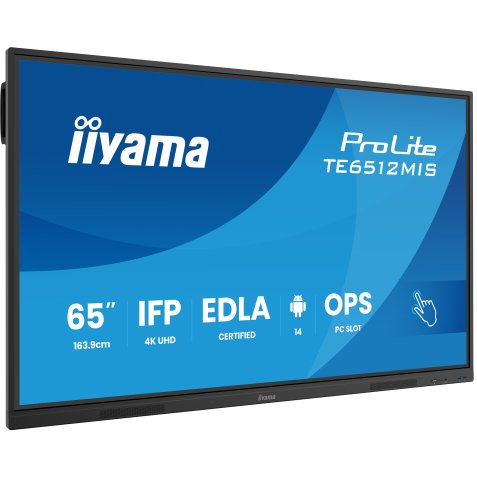 iiyama TE6512MIS-B4AG Écran d'affichage dynamique Écran plat interactif 165,1 cm (65") LCD Wifi 400 cd/m² 4K Ultra HD Noir Écran tactile Intégré dans le processeur Android 11 24/7