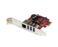 StarTech.com Carte PCI Express à 3 ports USB 3.0 (5Gbps) et 1 port Gigabit Ethernet avec UASP