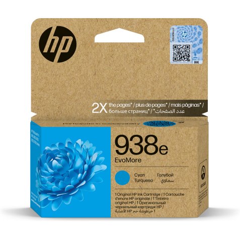 HP 938e Cartouche d’encre authentique Cyan EvoMore