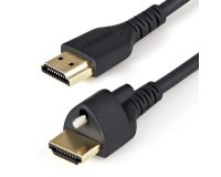 StarTech.com Câble HDMI Mince de 1m avec Vis de Verrouillage - 4K 60Hz HDR - Câble pour Moniteur HDMI 2.0 Haute Vitesse avec Connecteur à Vis de Verrouillage pour une Connexion Sécurisée - Câble HDMI Mince avec Ethernet - M/M