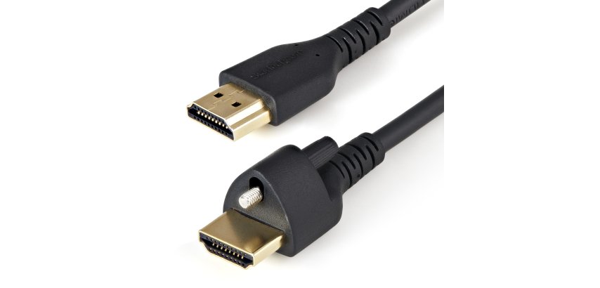 StarTech.com 6ft (2m) Slim HDMI Cable with Locking Screw - 4K 60Hz HDR - High Speed HDMI 2.0 Monitor Cable with Locking Screw Connector for Secure Connection - Slim HDMI Cable with Ethernet - M/M