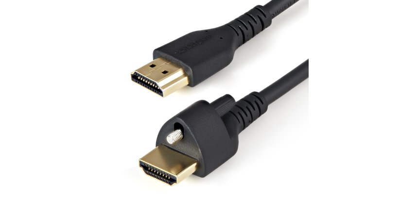 StarTech.com Câble HDMI Mince de 2m avec Vis de Verrouillage - 4K 60Hz HDR - Câble pour Moniteur HDMI 2.0 Haute Vitesse avec Connecteur à Vis de Verrouillage pour une Connexion Sécurisée - Câble HDMI Mince avec Ethernet - M/M