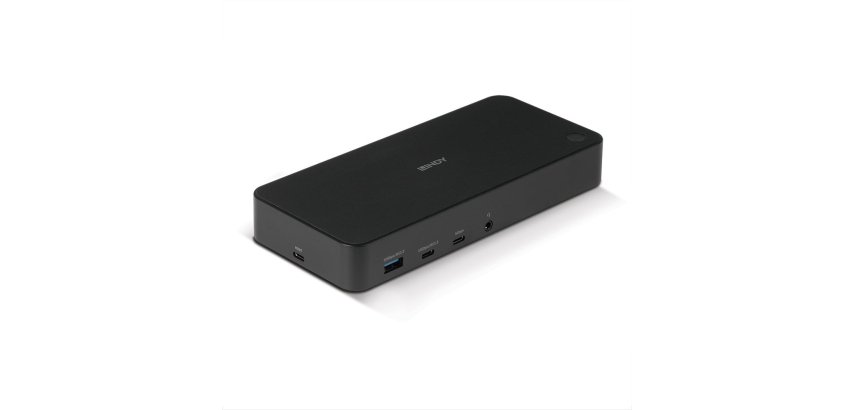Lindy DST-Pro Universal, Docking Station Hybride USB Type C et Type A pour Laptop avec prise en charge 3x4K (DP or HDMI®)