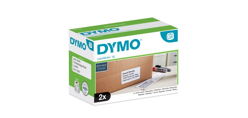 DYMO Authentic LabelWriter etichette di spedizione ad alta capacità | 59 mm x 102 mm | 2 rotoli da 575 etichette a facile rimozione (1.150 etichette)| per stampanti di etichette LabelWriter 4XL/5XL