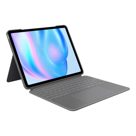 Logitech Combo Touch, Funda con Teclado, iPad Air 13 Pulgadas (M2)(2024) - Teclado retroiluminado extraíble con Soporte abatible, Escritura cómoda, Modo Multiuso, Disposición QWERTY Español - Gris