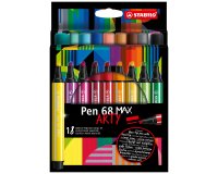 Feutre coloriage stabilo pen 68 max arty encre aquarellablepointe large biseautee etui carton 18 coloris assortis
