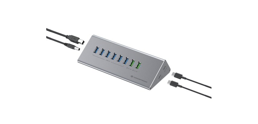 Conceptronic HUBBIES18G hub di interfaccia USB 3.2 Gen 1 (3.1 Gen 1) Type-B 5000 Mbit/s Grigio