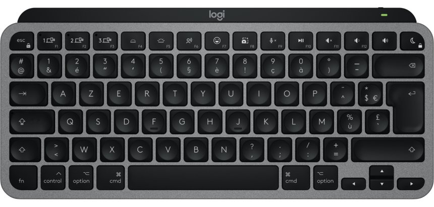 Logitech MX Keys Mini For Mac clavier maison/bureau Bluetooth AZERTY Français Noir, Gris
