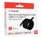 Verbatim Magnetische kabel voor synchroniseren en opladen USB-C® naar USB-C | 100 W Power Delivery | 200 cm