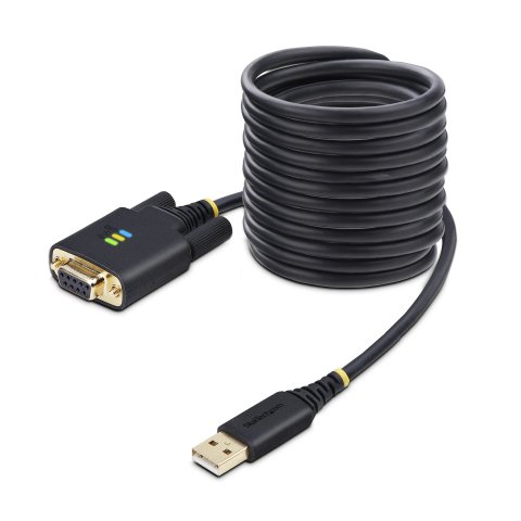 StarTech.com Cable Adaptador USB a Serie de Módem Nulo de 3m - Retención COM - Tornillos Intercambiables DB9 - USB a RS232 - Serial - USB a DB9 - FTDI - ESD de Nivel 4 - Fabricación Resistente con TPE