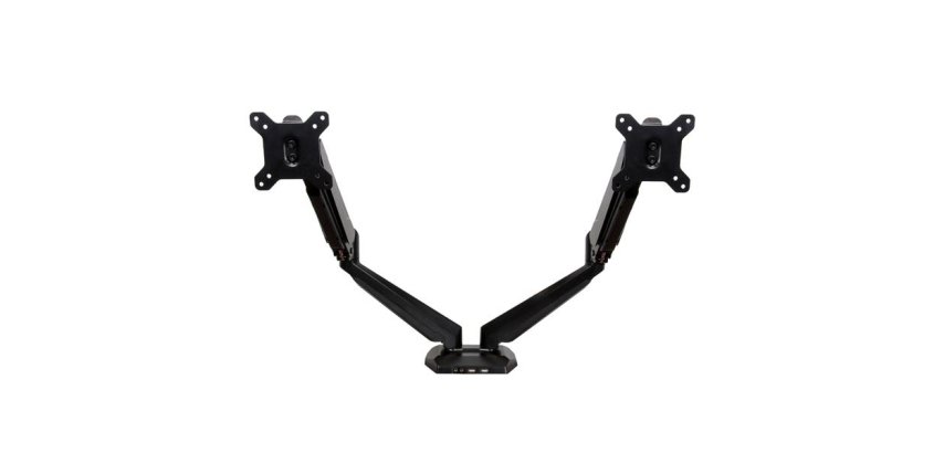 StarTech.com Bras de Bureau à Double Écrans avec USB et Audio, Support de Bureau VESA pour Écrans jusqu'à 32" (8kg), Bras Ergonomique pour Double Écrans à Mouvement Complet - Noir