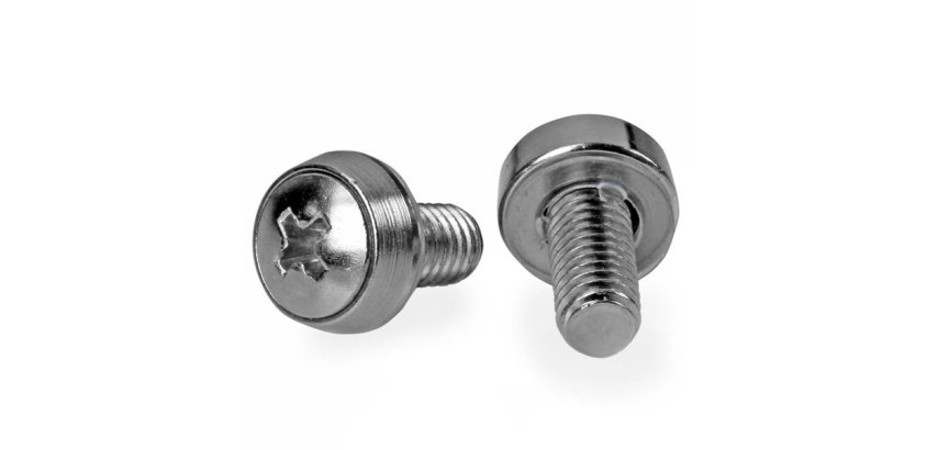 StarTech.com Lot de 100 Vis M6 de 12mm, Vis de Fixation pour Baies de Serveurs de 19" ou 10", Armoires et Boîtiers, Argent - TAA