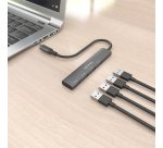 AISENS Hub USB 3.1 USB-C, USB-C/M-4x Tipo A/H, Gris, 15cm