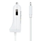 StarTech.com Lightning Car Charger with Coiled Cable, 1m Coiled Lightning Cable, 12W, White, 2 Port USB Car Charger Adapter for Phones and Tablets, Dual Device In Car iPhone Charger