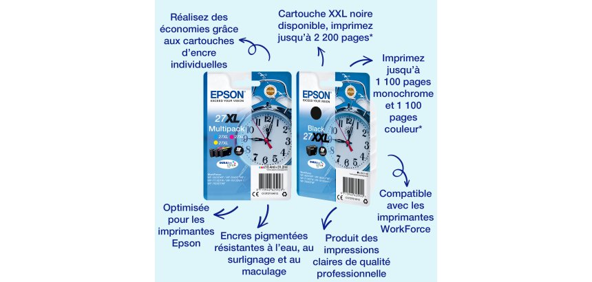 Epson Alarm clock Multipack 3-colour 27 DURABrite Ultra Ink