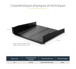 StarTech.com Etagère cantilever ventilée pour rack de serveur universel 2U 16 pouces - Etagère d'armoire serveur fixe - 22 kg