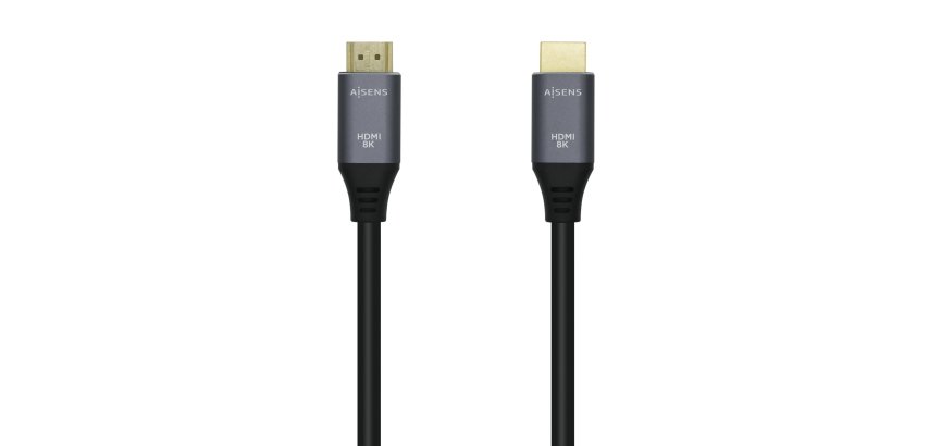 AISENS Cable HDMI V2.1 Ultra Alta Velocidad / HEC 8k@60Hz 48Gbps, A/M-A/M, Gris/Negro, 3.0m