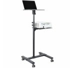 StarTech.com Mobile Projector and Laptop Stand/Cart - Heavy Duty Portable Projector Stand (2 Shelves, hold 22lb/10kg each) - Height Adjustable Rolling Presentation Cart w/Lockable Wheels