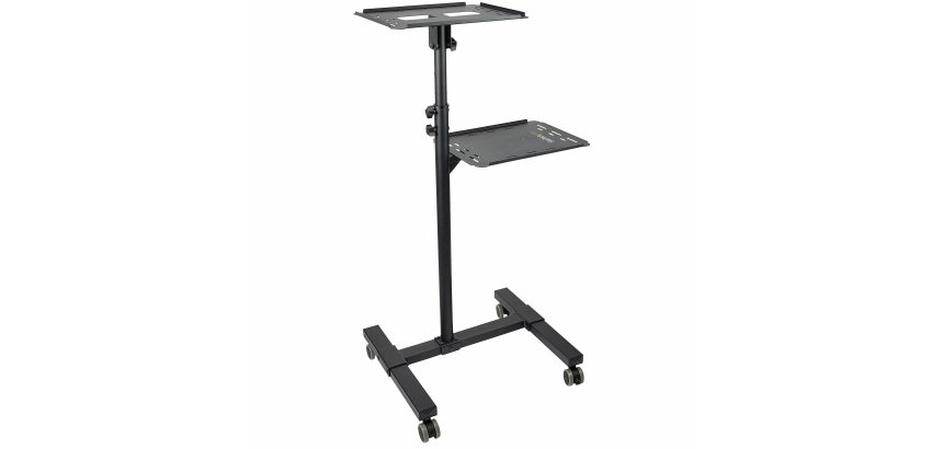 StarTech.com Mobile Projector and Laptop Stand/Cart - Heavy Duty Portable Projector Stand (2 Shelves, hold 22lb/10kg each) - Height Adjustable Rolling Presentation Cart w/Lockable Wheels