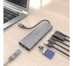 AISENS USB-C Dock 8 en 1, USB-C a 1xHDMI, 1xRJ45, 1xUSB-A 10G, 2xUSB-C 10G, 1xSD, 1xMicroSD, 1xUSB-C PD 100W, Gris, 20cm