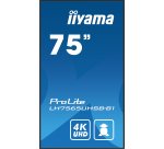 iiyama LH7565UHSB-B1 Écran d'affichage dynamique En forme de kiosk 189,2 cm (74.5") LED Wifi 800 cd/m² 4K Ultra HD Noir Intégré dans le processeur Android 11 24/7
