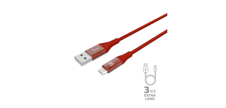 Celly USBMICROCOL3MRD cavo USB 3 m USB A Micro-USB B Rosso