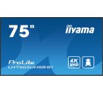 iiyama LH7565UHSB-B1 Écran d'affichage dynamique En forme de kiosk 189,2 cm (74.5") LED Wifi 800 cd/m² 4K Ultra HD Noir Intégré dans le processeur Android 11 24/7
