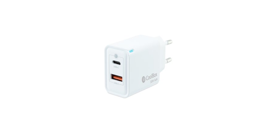 CoolBox CARGADOR GAN 30W USB-C/USB-A PARED