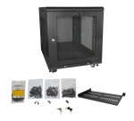 StarTech.com Armadio Rack 19" 12U su Ruote a 4 Montanti, Server Rack 19 Pollici Mobile con Ripiano 1U e pannelli laterali con serratura. Rack Dati Ventialta con Profondità di montaggio regolabile
