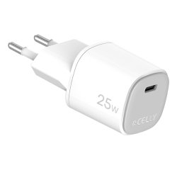 Celly UPTC1USBC25WWH cargador de dispositivo móvil Cámara digital, Micrófono, Smartphone, Teléfono Blanco USB Interior