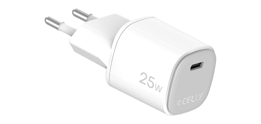 Celly UPTC1USBC25WWH Caricabatterie per dispositivi mobili Fotocamera, Microfono, Smartphone, Telefono Bianco USB Interno