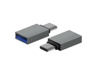AISENS Mini Adaptador Aluminio USB 3.2 Gen1 3A, Tipo USB-C/M-A/H, Gris