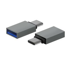 AISENS Mini Adaptador Aluminio USB 3.2 Gen1 3A, Tipo USB-C/M-A/H, Gris