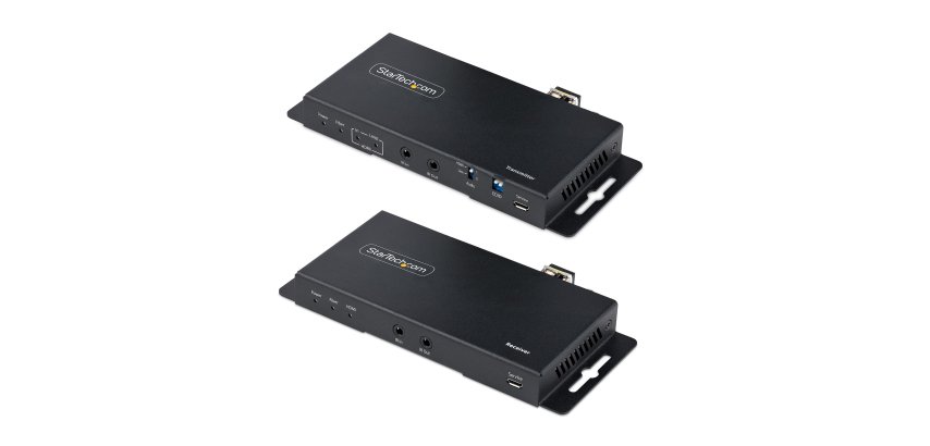 StarTech.com Kit Extender HDMI Fibre Optique - 4K60Hz jusqu'à 1km (Monomode) ou 300m (Multimode) Fibre optique LC, HDR, HDCP, Audio 3.5mm/RS232/Extender IR - Prolongateur/Extension HDMI - Kit Émetteur et Récepteur