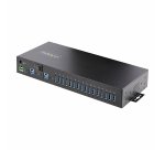StarTech.com 16-Port Industrial USB 5Gbps Hub with Power Adapter, Metal Enclosure, Mountable, ESD Protection, Terminal Block Power, USB Charging, Dual-Host Switch - TAA