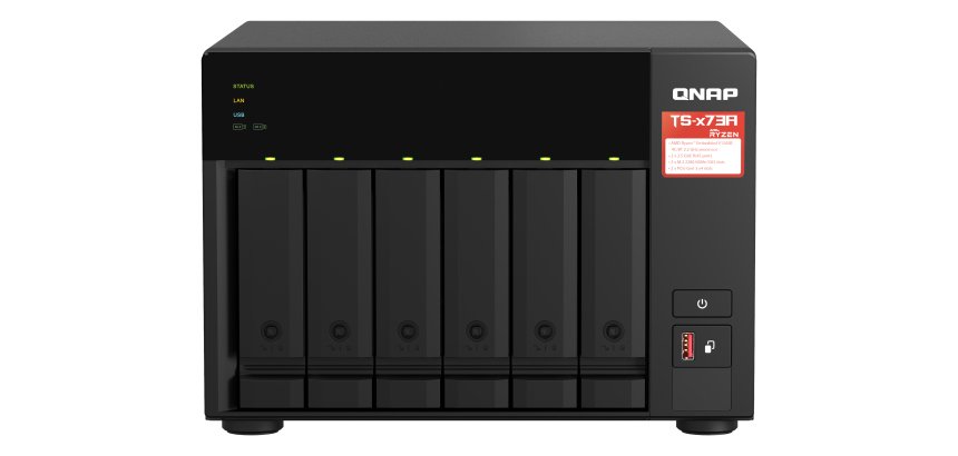 QNAP TS-673A NAS Tower Ryzen Embedded V1500B 8 Go DDR4 0 To QNAP Turbo System Noir