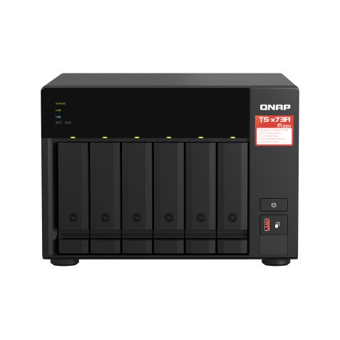 QNAP TS-673A NAS Tower Ryzen Embedded V1500B 8 Go DDR4 0 To QNAP Turbo System Noir