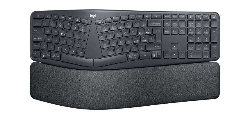 Logitech ERGO K860 for Business - Tastiera split ergonomica - Design ergonomico, tecnologia Logi Bolt sicura, Bluetooth, certificazione globale, Windows/Mac/Chrome/Linux - Graphite