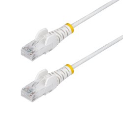 StarTech.com Câble Ethernet CAT6 Blanc Fin de 2m, Sans Accroc, 100W PoE, UTP, LSZH, Fil de Cuivre Pur 28AWG, Cordon Patch Réseau RJ45 avec Serre-Câble, Contrôlé Fluke