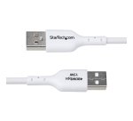 StarTech.com Cavo di Ricarica USB-A a USB-C da 2m - Cavetto di Carica Rapida USB-A a Type-C da 3A, Cavo Dati USB 2.0 rivestito in TPE - M/M - Bianco